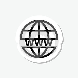 World wide web concept globe sticker icon isolated on gray background