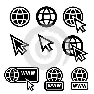 World wide web globe cursor icons photo