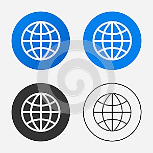 World Wide Web icon set in flat style design. WWW icon