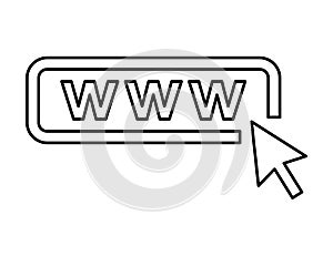 World wide web icon, www internet website symbol, click mouse arrow sign vector illustration