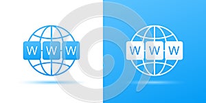 World wide web symbol. WWW icon. Website symbol. Computer keyboard keys. Globe with text www. Vector illustration eps 10