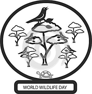 World Wildlife Day icon, wild-animal black vector icon