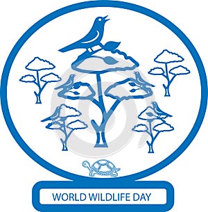 World Wildlife Day icon, wild-animal blue vector icon