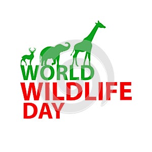 World Wildlife Day, March 3. Vector illustration for you design, card, banner, poster.