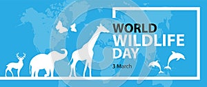 World Wildlife Day, March 3. Vector illustration for you design, card, banner, poster.