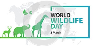 World Wildlife Day, March 3. Vector illustration for you design, card, banner, poster.