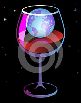 World in wineglass
