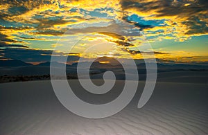 World Wonder White Sand Dunes New Mexico Sunset