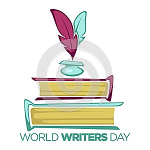 World writers day literature holiday isolated icon books