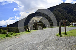 Entry to Death road, Camino de la Muerte, Yungas North Road between La Paz and Coroico, Bolivia photo