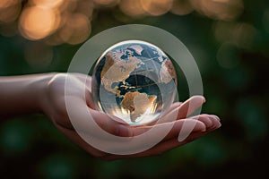 The world is in your hands, concept of success or ecological concept