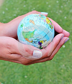 World in your hands hold holding enviroment concept