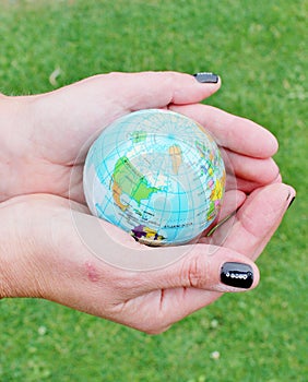 World in your hands hold holding enviroment concept