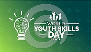 World Youth Skills Day background, banner, poster and card design template