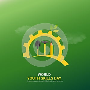 world youth skills day. world youth skills day creative ads design, july 15, vector, 3d illustration photo