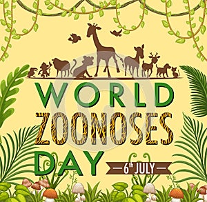 World zoonoses day on 6 July cartoon poster