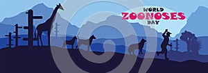 World Zoonoses Day, 6th july, poster, greeting background, illustration vector