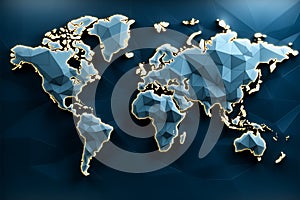 Worldly design. Geometric 3D map backdrop ideal for global themed presentations