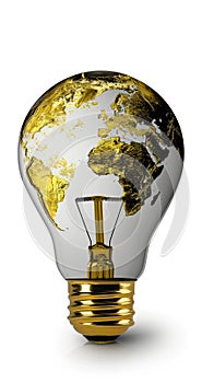 Worldly Illumination: Golden Map on a Light Bulb