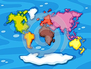 Worldmap in different color continents