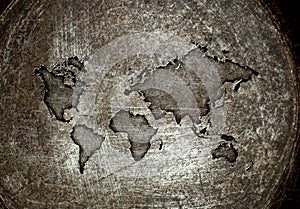 Worldmap on a steel photo