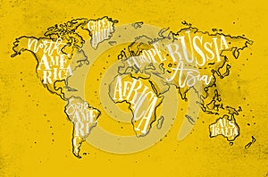 Worldmap vintage yellow