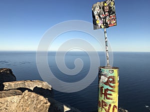 Worlds End Sign Post Lion Head Mountain Cape Town