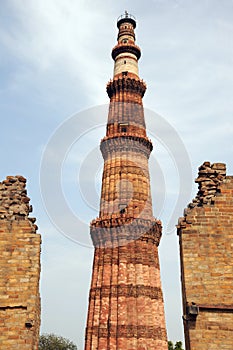 The worlds tallest brick tower at Qutb Minar India