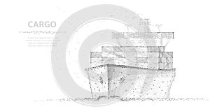 Worldwide cargo ship. Abstract Polygonal wireframe vector.