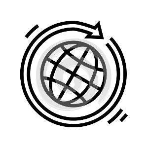 Worldwide circular economy line icon vector illustration