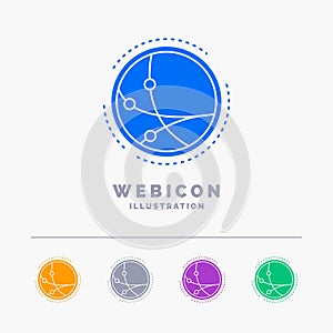 worldwide, communication, connection, internet, network 5 Color Glyph Web Icon Template isolated on white. Vector illustration