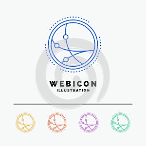 worldwide, communication, connection, internet, network 5 Color Line Web Icon Template isolated on white. Vector illustration