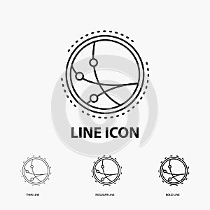 worldwide, communication, connection, internet, network Icon in Thin, Regular and Bold Line Style. Vector illustration