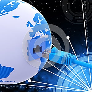 Worldwide Connection Means Network Server And Computer