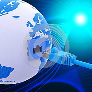 Worldwide Connection Represents Lan Network And Computer