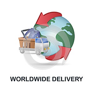 Worldwide Delivery icon. 3d illustration from black friday collection. Creative Worldwide Delivery 3d icon for web