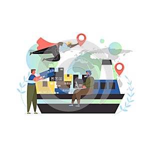 Worldwide delivery service, vector flat style design illustration