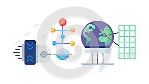 Worldwide Digital Network and Server Infrastructure, vector design Generative AI