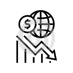 worldwide economy crisis line icon vector illustration