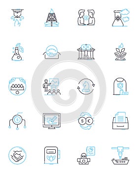 Worldwide enterprise linear icons set. Globalization, Diversification, Multinational, Expansion, Nerking, Commerce