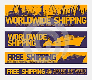 Worldwide free shipping web banners vector collection