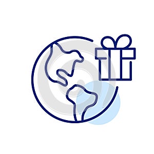 Worldwide gift delivery. Global shipment service. Pixel perfect icon