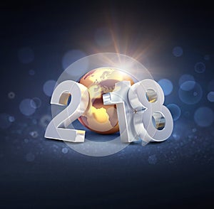 Worldwide greeting symbol for 2018 New Year card