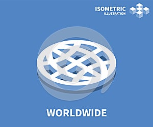 Worldwide icon, vector illustration in flat isometric 3D style