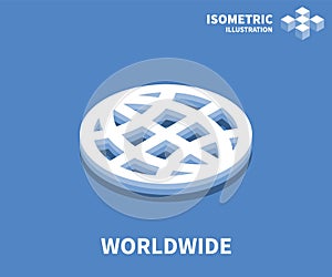 Worldwide icon, vector illustration in flat isometric 3D style