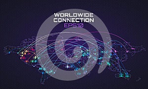 Celosvětově celosvětová počítačová síť sociální komunikace. proud trajektorie oblak výpočetní abstraktní. globální síť 