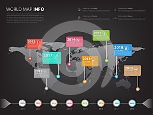 Worldwide map infographic for business presentation and slideshow