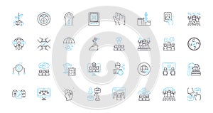 Worldwide nerk linear icons set. Connectivity, Globalization, Interconnectivity, Nerk, Collaboration, Communication