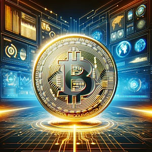 Worldwide Online Cryptocurrency Mining Crypto Coins Digital Currency Internal Computer Internet Bitcoin AI Generated