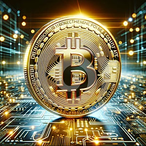 Worldwide Online Cryptocurrency Mining Crypto Coins Digital Currency Internal Computer Internet Bitcoin AI Generated